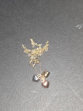 14K Gold Tri-Hearts Necklace